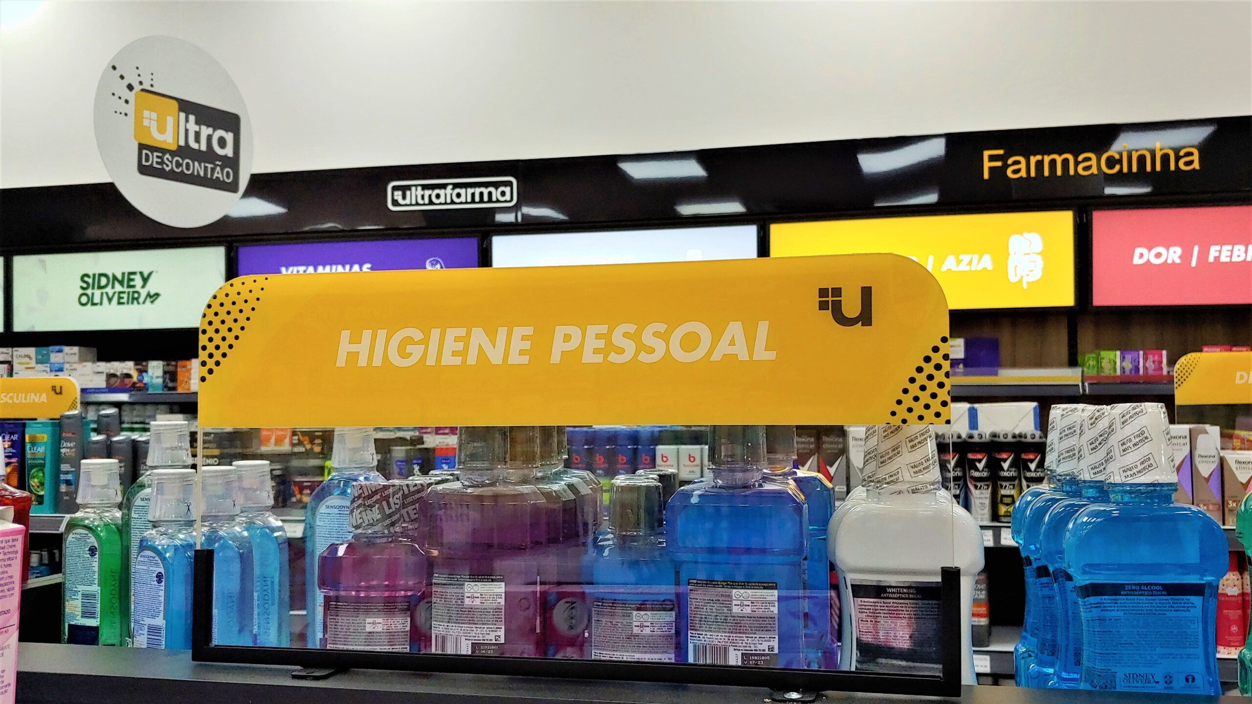 Comunicação de gôndola em acrílico + suporte de ferro